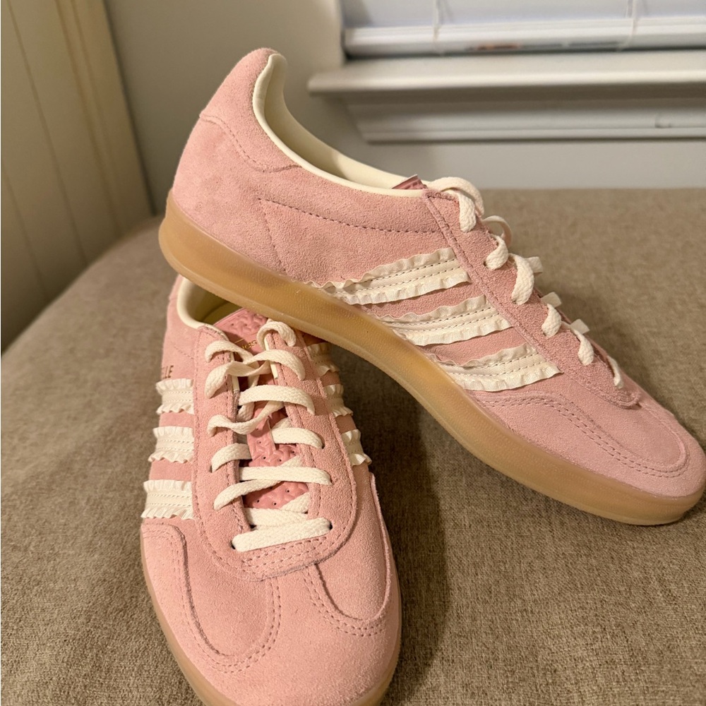 Adidas Originals Gazelle Indoor Sneakers in Wonder Mauve/Cream White/Gum Size 7 - Picture 5 of 9
